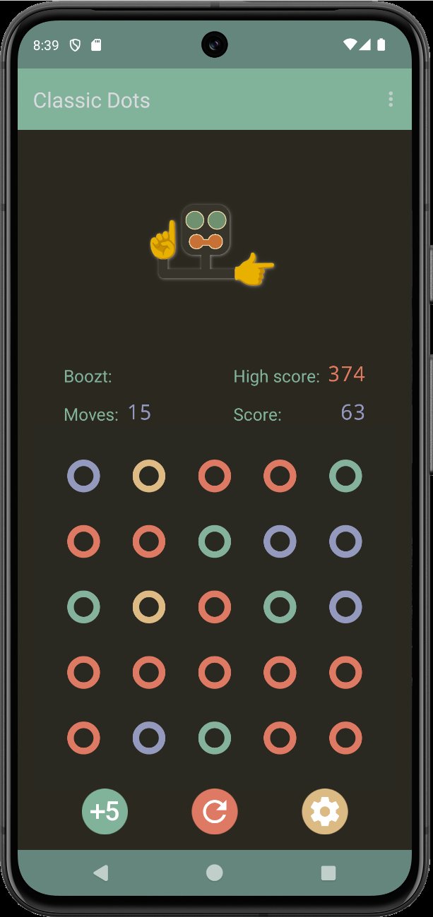 Classic Dots Game with dark theme