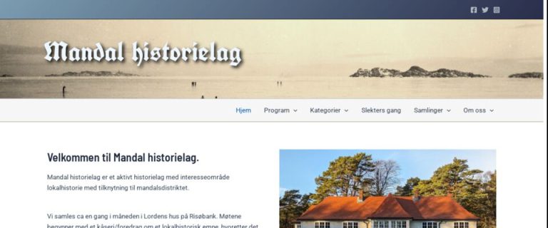 Nettsiden til Mandal historielag