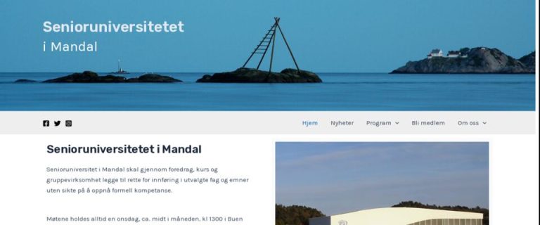Nettsiden til Senioruniversitetet i Mandal